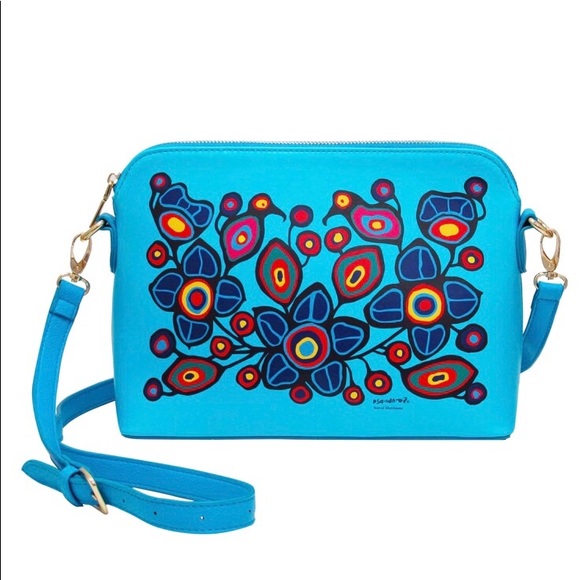 None Handbags - Norval Morrisseau Flowers and Birds Vegan Leather Purse
